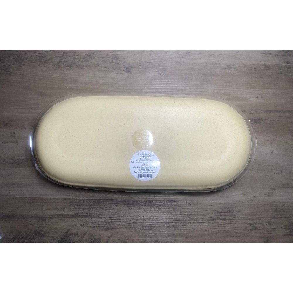 NEW Threshold Divided Serving Dish Bowl Tray White Tan Bamboo Melamine Appetizer - Picture 2 of 6